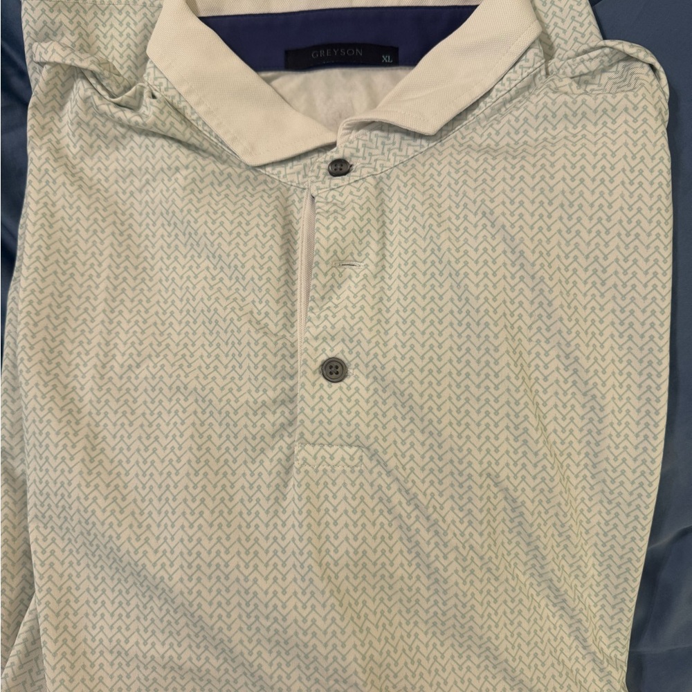 Greyson Men's Light Green Patterned Polo Shirt